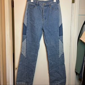 Panel retro wide led denim pants y2k Large